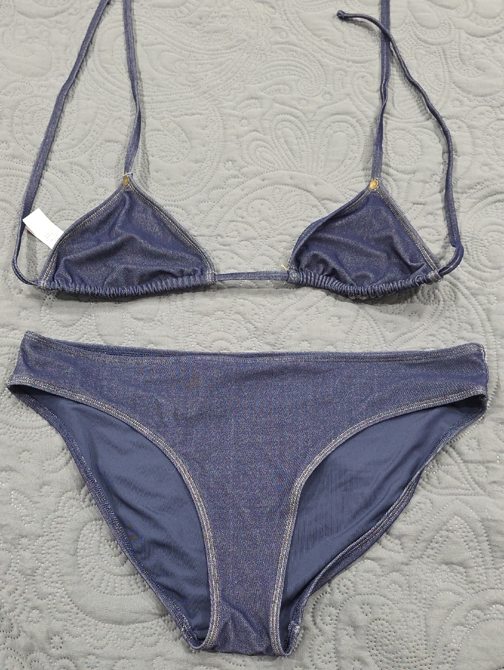 American Eagle Outfitters Shimmery Indigo Triangle Bikini Set